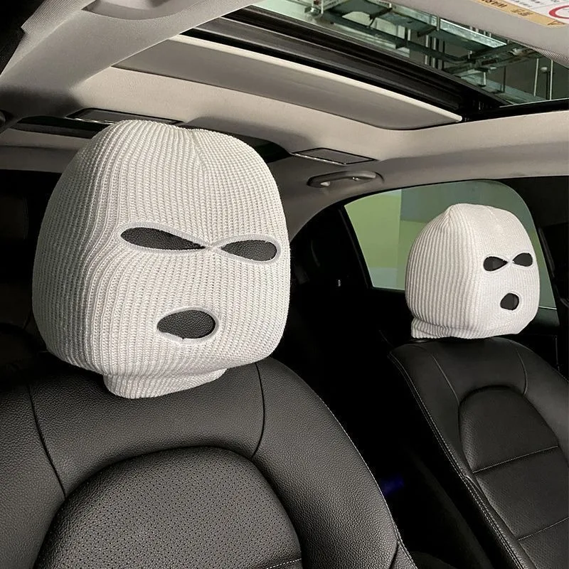 Universal Car Seat Headrest Cover Funny Creative Stylish Auto Head Rest Protector Black White Two Color Interior Accessories