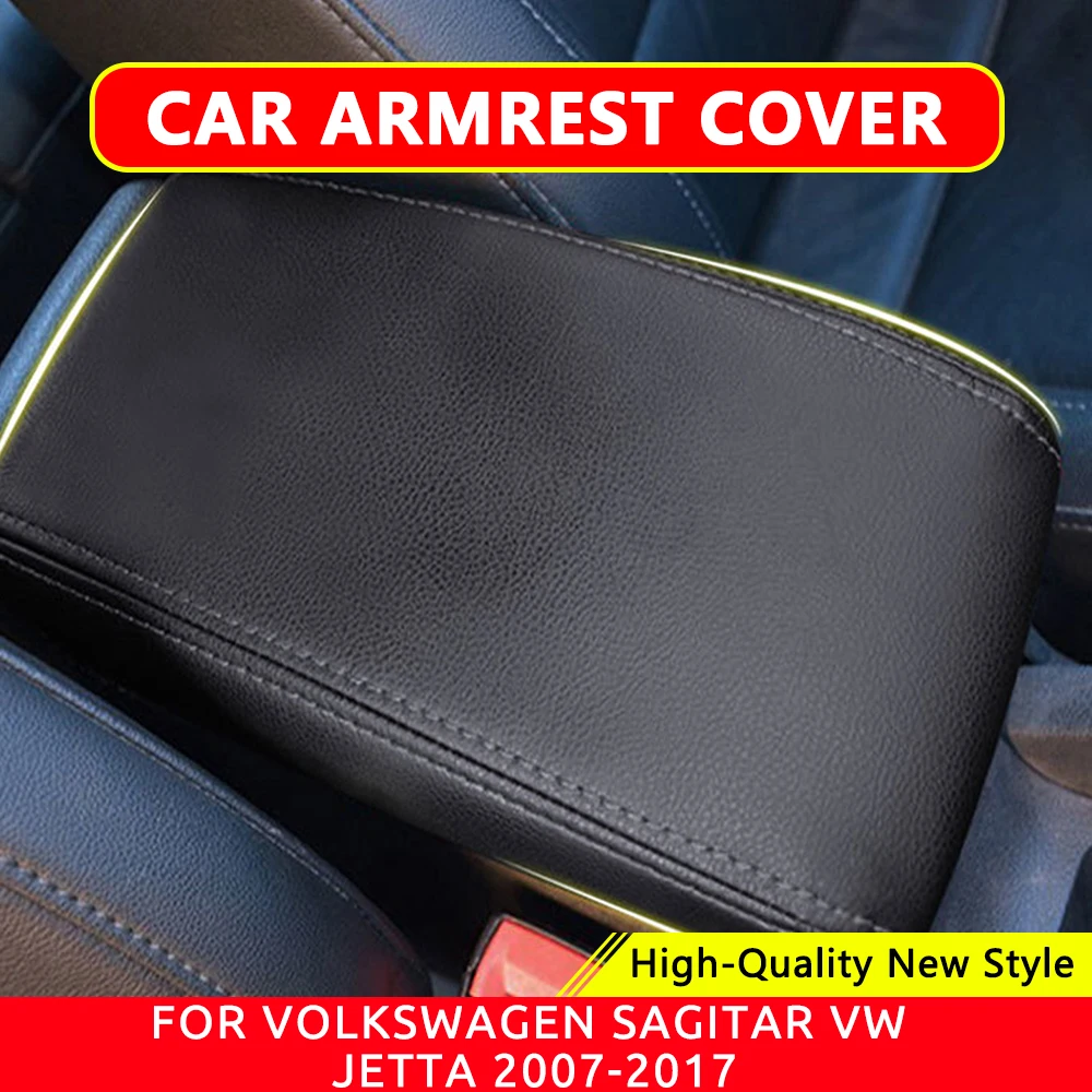 غطاء مسند ذراع السيارة مناسب حسب الطلب من الجلد الاصطناعي لسيارة Volkswagen Sagitar VW Jetta 2007-2017 حافظة حماية لوحدة التحكم المركزية #1