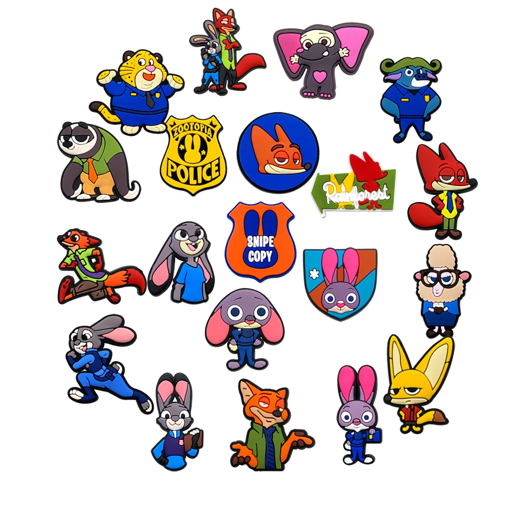 1-20 قطعة الكرتون Zootopia سلسلة DIY بها بنفسك الأحذية السحر الأحذية البلاستيكية السحر صالح الأساور ثقب النعال الديكور إكسسوارات أحذية للهدايا #3