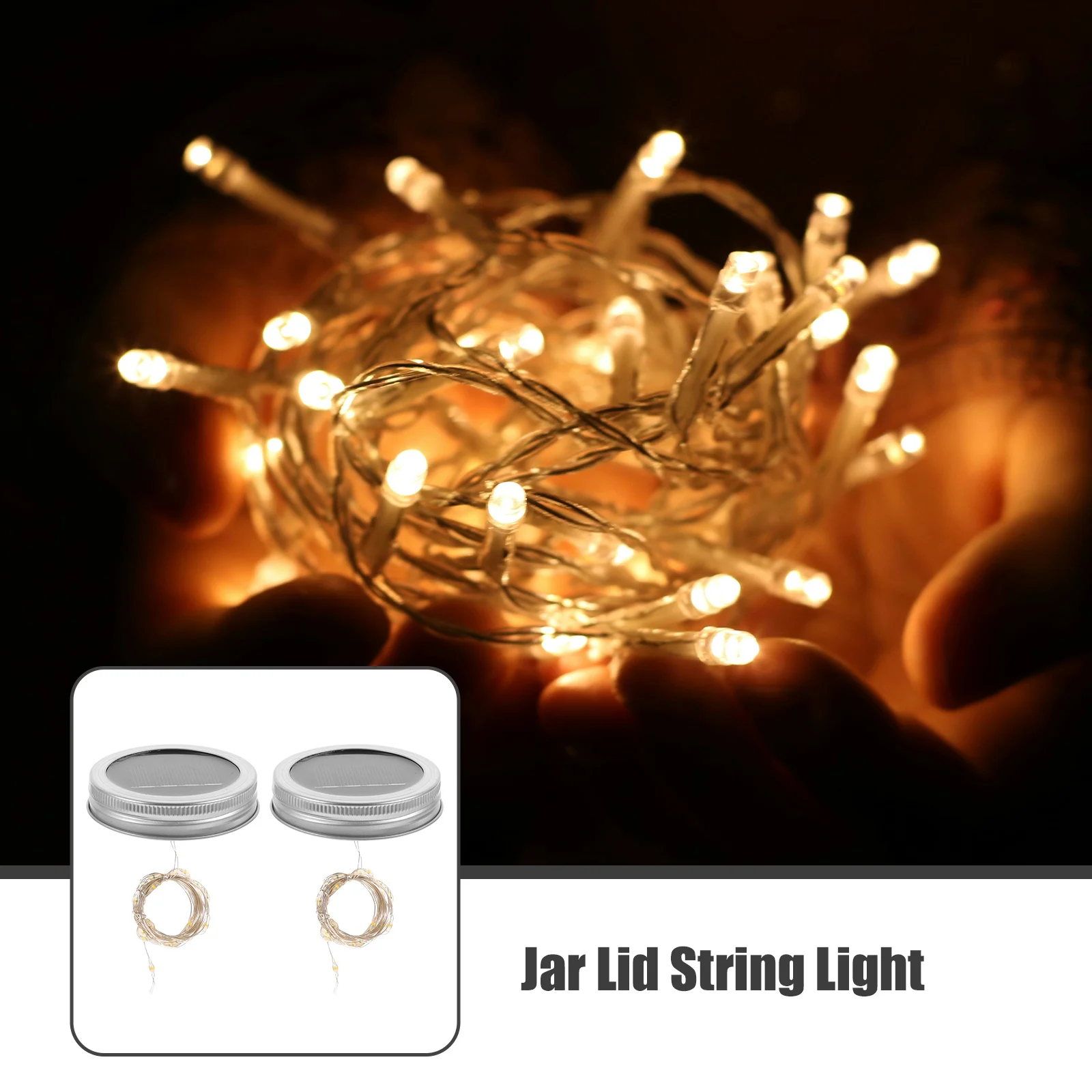

2Pcs Solar Lights for Jar Lids Fairy Led Outdoor Decor Lanterns Glass Jar Lid String Light Bottle Lighting