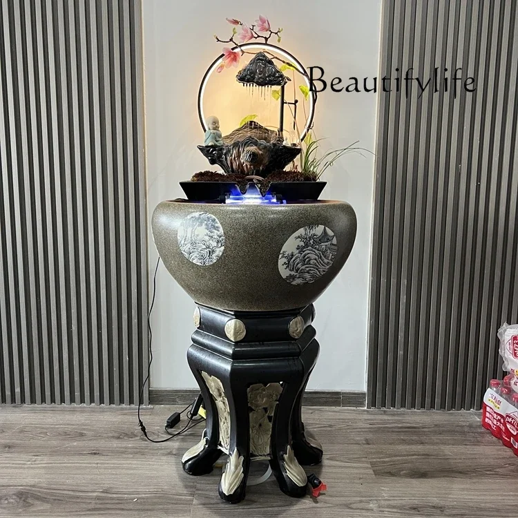 

porcelain cabinet floor-to-ceiling ecological filter fish tank, living room, office, circulating water, lucky fish tank