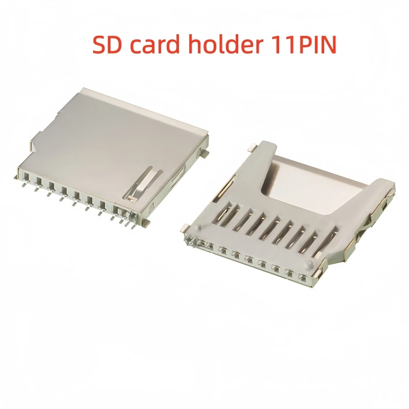 10PCS/lot SD Memory Card Holder Card Slot 11P SD Long Body Socket Without Self-elastic SD Card Holder Standard Type Large Card