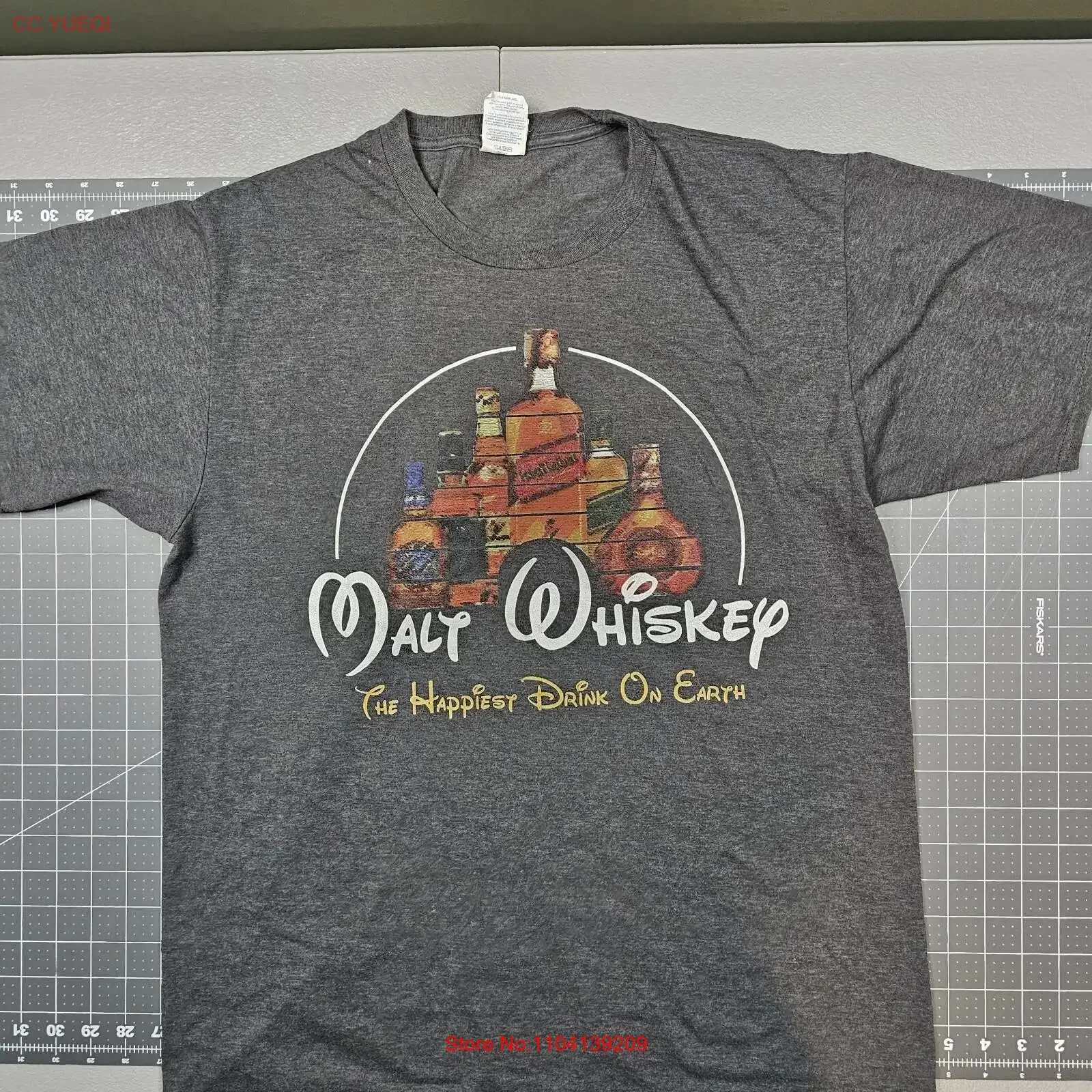 Y2k Malt Whiskey T Shirt Mens Large Parody Biker Brew Beer Party vintage Washed graphic Top For Everyday Wear Stylish homme