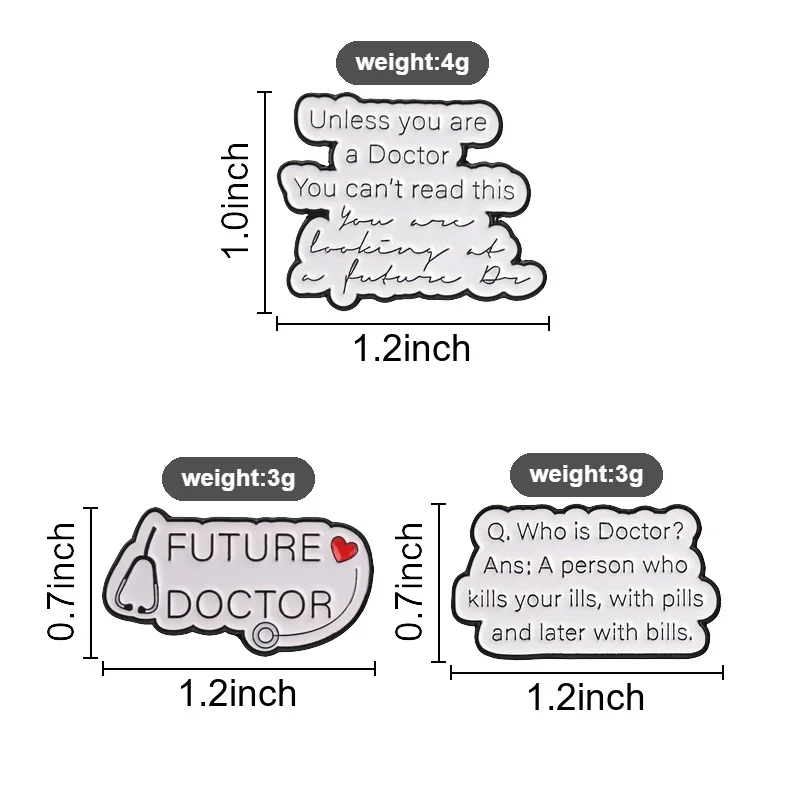Looking At A Future Doctor Enamel Pin, Sarcastic Med School Brooch With Handwriting Joke For Students And White Coat Style
