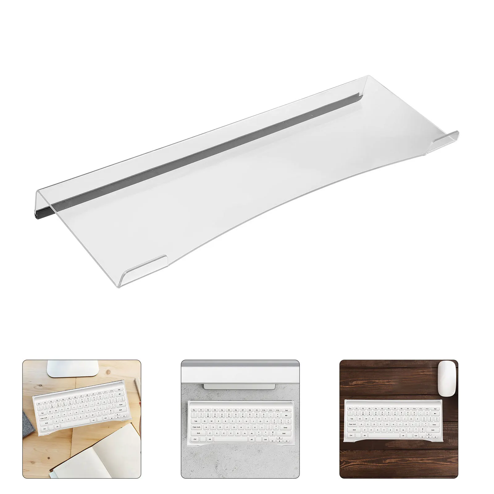 

Acrylic Keyboard Stand for Desk with Anti-Slip Strip Curved Edge Design Comfortable Height for Ergonomic Typing Keyboard Riser