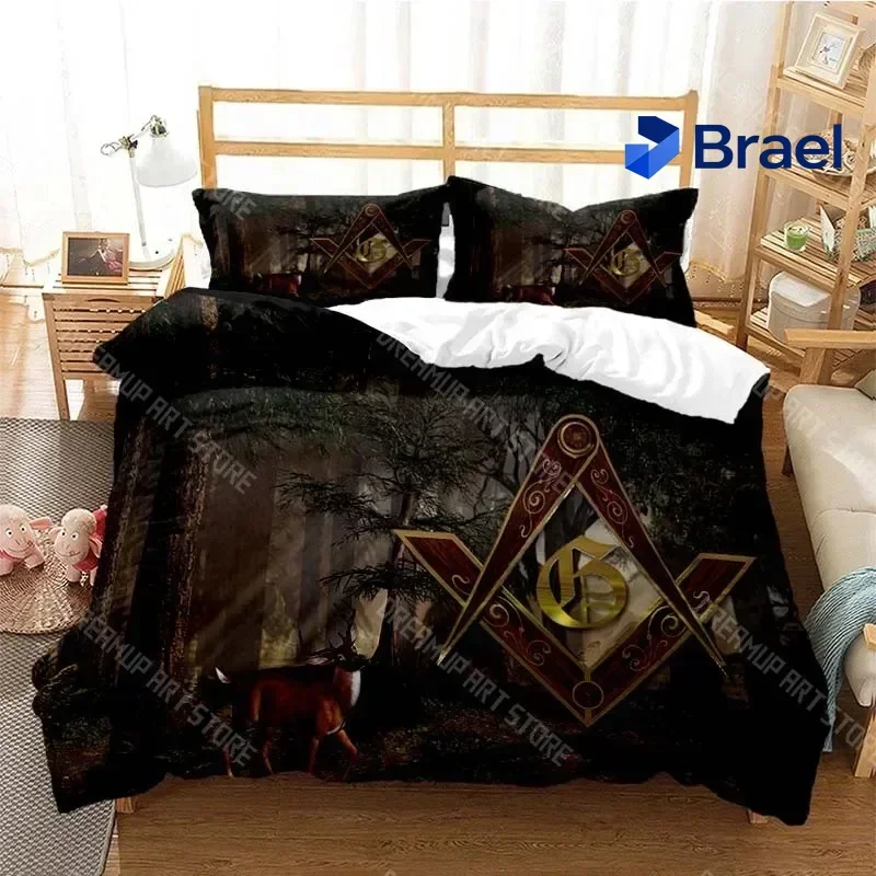 Exquisite 3D Print Masonic Freemason Illuminati Bedding Set Boys Girls Twin Queen Size Duvet Cover Pillowcase Bed Kids Adult
