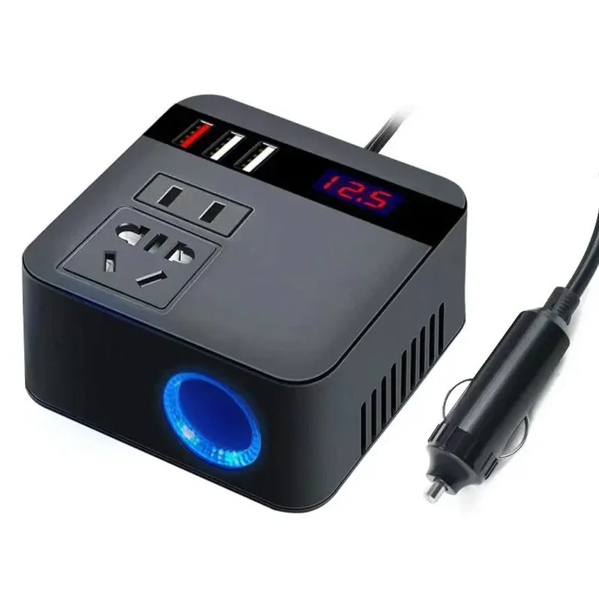 Car Inverter DC12V/24V to DC110V/220V 150W LED Display Sockets Power Inverter Adapters Fast Charging Automobiles Inverters