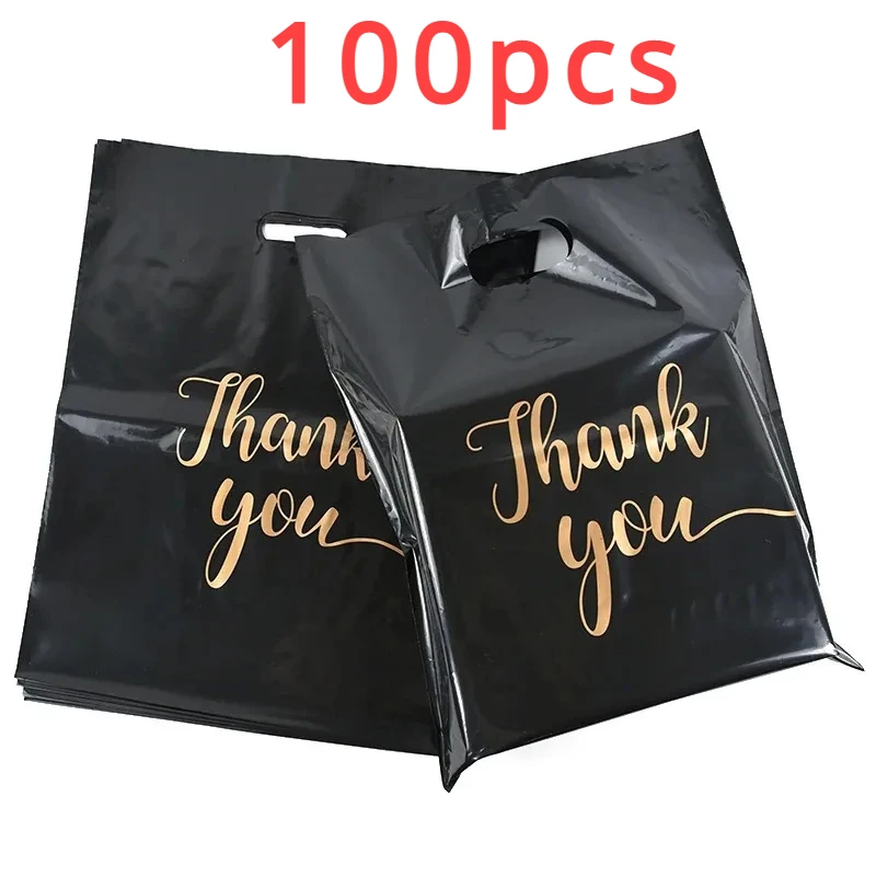 100PCS Thanksgiving Gift Bag Black Product Shopping Bag Candy Gift Packaging Thanksgiving Wedding Birthday Party Decoration