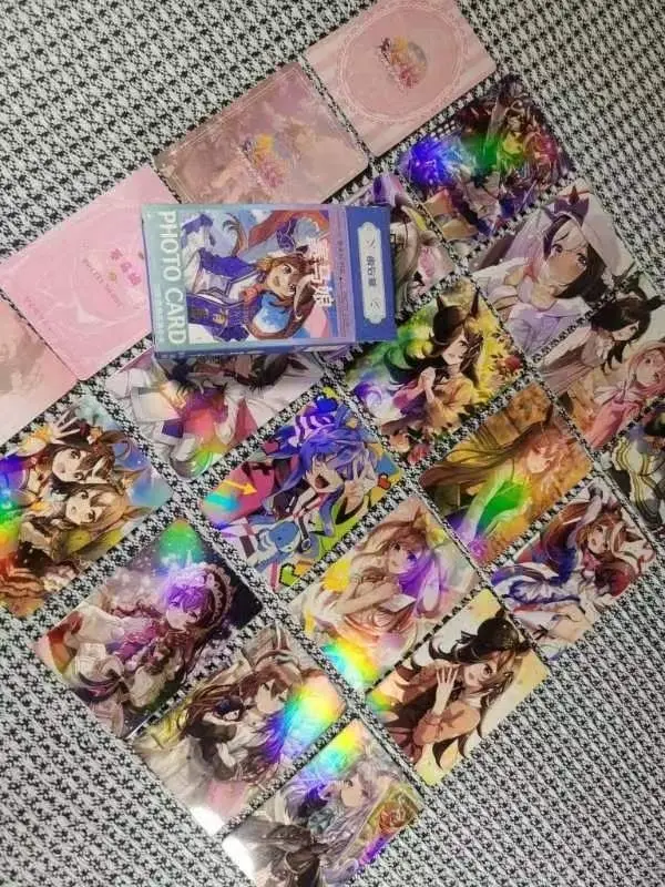 55PCS Anime Umamusume: Pretty Derby Special Week Laser Small Card Peripheral Sticker Photo Postcard Poster Photo Collection