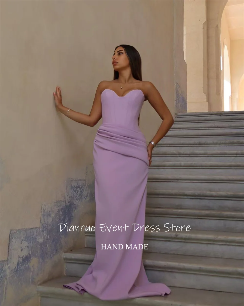 فساتين سهرة Dianruo حورية البحر على شكل قلب طويلة من الساتان فيستدو دي غالا فام الحد الأدنى المكشكش Abiti Da Cerimonia مخصصة