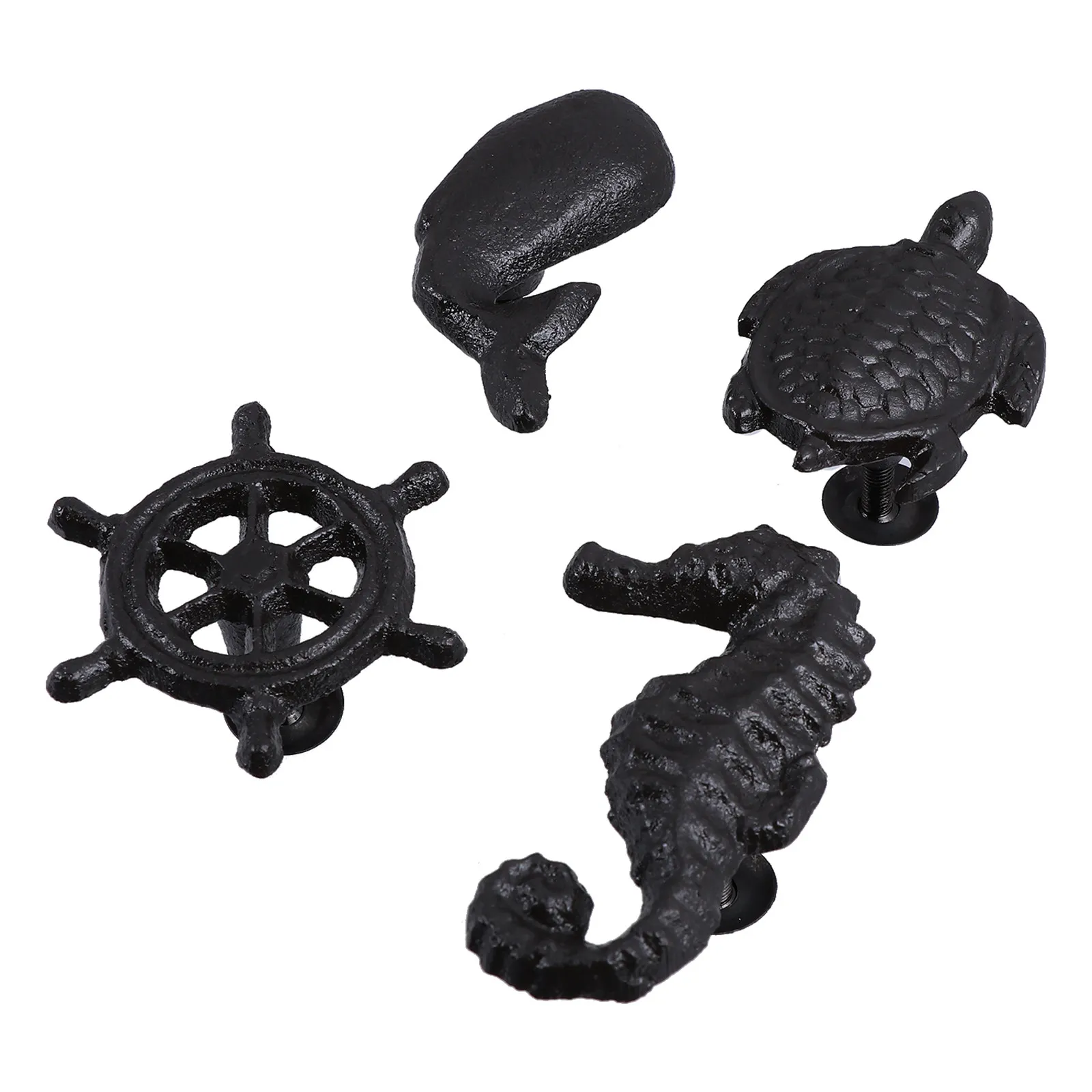 4Pcs Door Knobs Ocean Style Iron Cabinet Drawer Cupboard Pull Handles Marine Furniture Decoration Wardrobe Handles