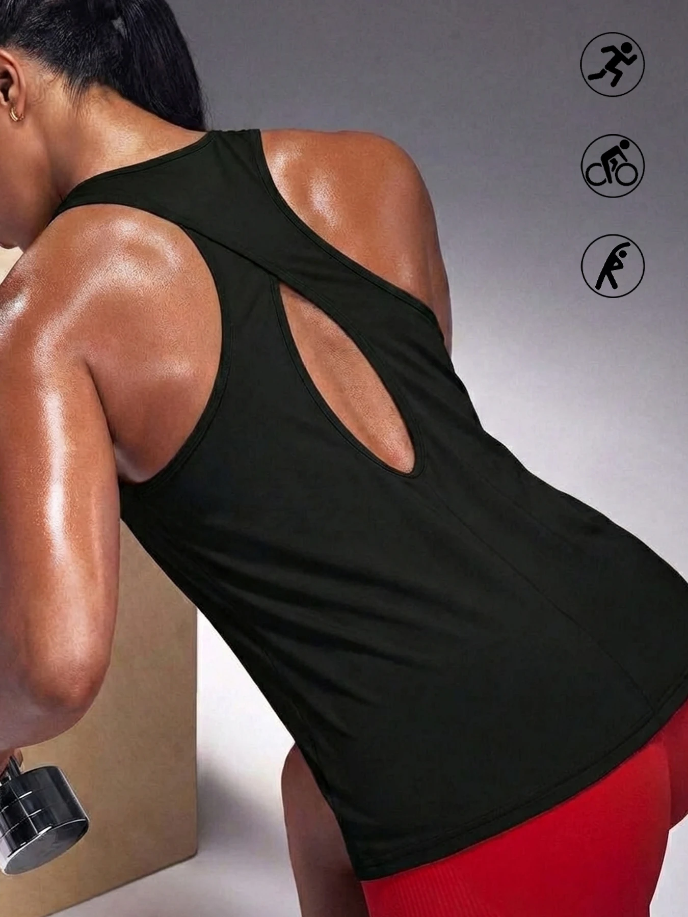 Superweiche Rückenfreie Workout-Tops für Frauen Racerback Tanktops Offener Rücken Lauf-Muskelshirt Yoga-Shirts – Detail 7