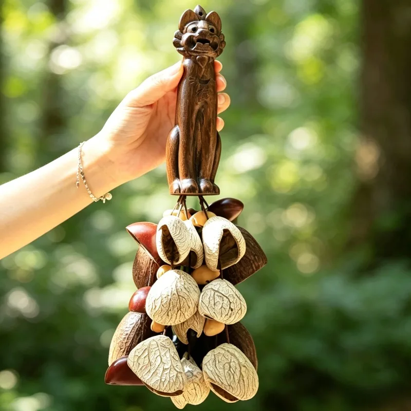 Cloches de méditation en coquille de fruit naturelle, carillons éoliens, décoration sonore pour le yoga, cloche à main, instrument musical de relaxation et de pleine conscience