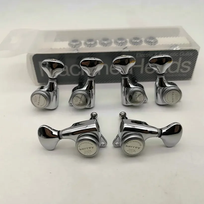 

kerrey Guitar Machine Heads 3R3L 1:21 Rear Locking Tuners Guitar Tuning Pegs Tuners Electric Guitars Chrome