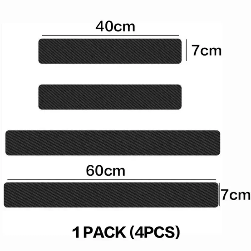 4PCS Car Universal Soft Carbon Fiber Leather Sticker Auto Threshold Protection Film DIY Paste Waterproof Anti-scratch Strips