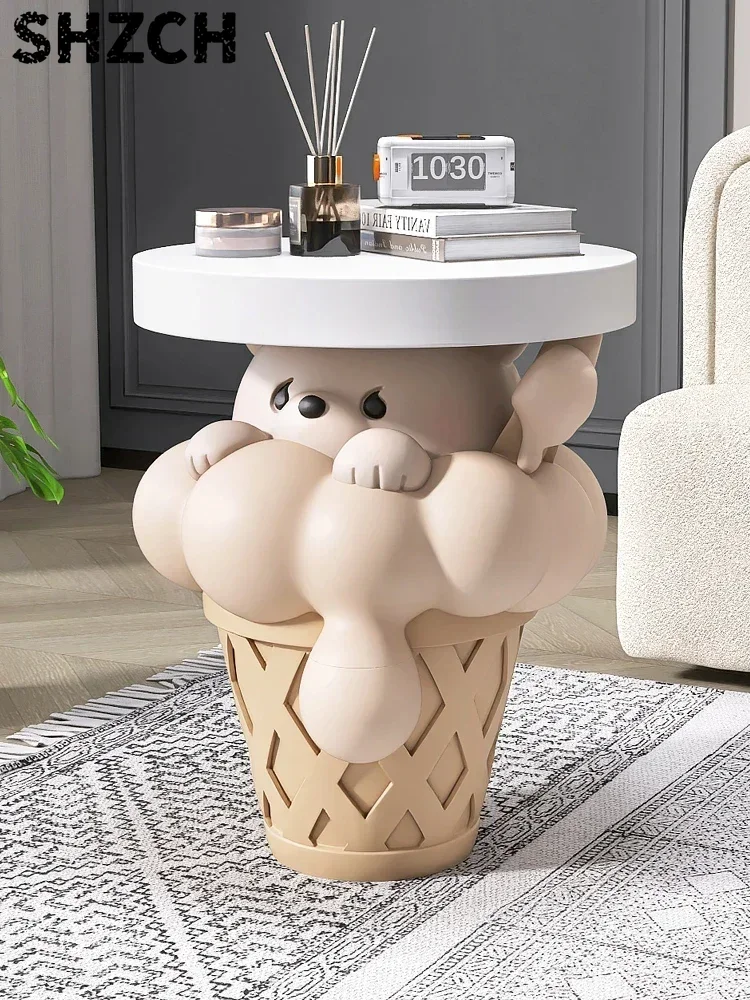 Home Decor Ice Cream Bear Statue Floor Ornament Tray Sofa Living Room Storage Coffee Boxes Table Housewarming Gifts