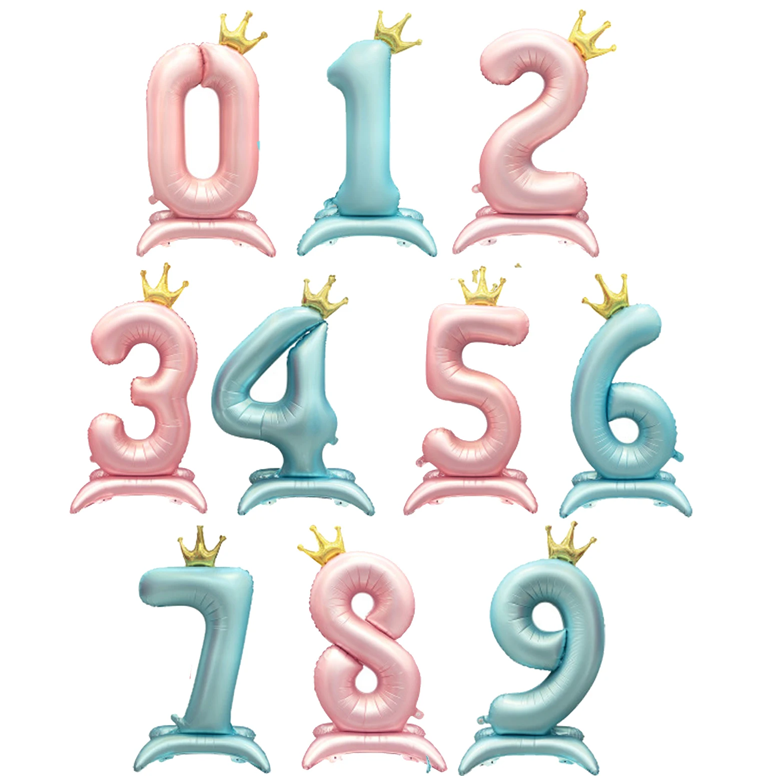42-calowy różowy niebieska korona balony foliowe w kształcie cyfr przyjęcie urodzinowe dekoracje świąteczne ślub cyfrowy balon dzieci Baby Shower Air Globos