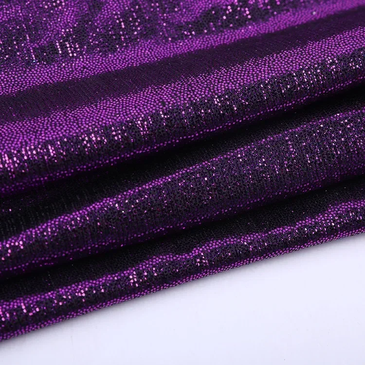 Shiny Purple Knitted Elastic Polyester Bronze Gold Fabric Sewing Material Dress Stage Wedding  Wide 150cm Sold By The Meter