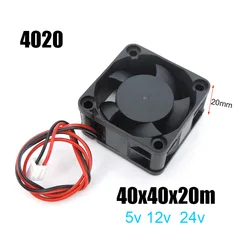 3D 프린터 선풍기 쿨러, 컴퓨터 케이스, 오일 냉각 선풍기, 방열판 선풍기, 2PIN DC, 40mm, 40x40x20mm, 24V, 12V, 5V, 4020, 4cm