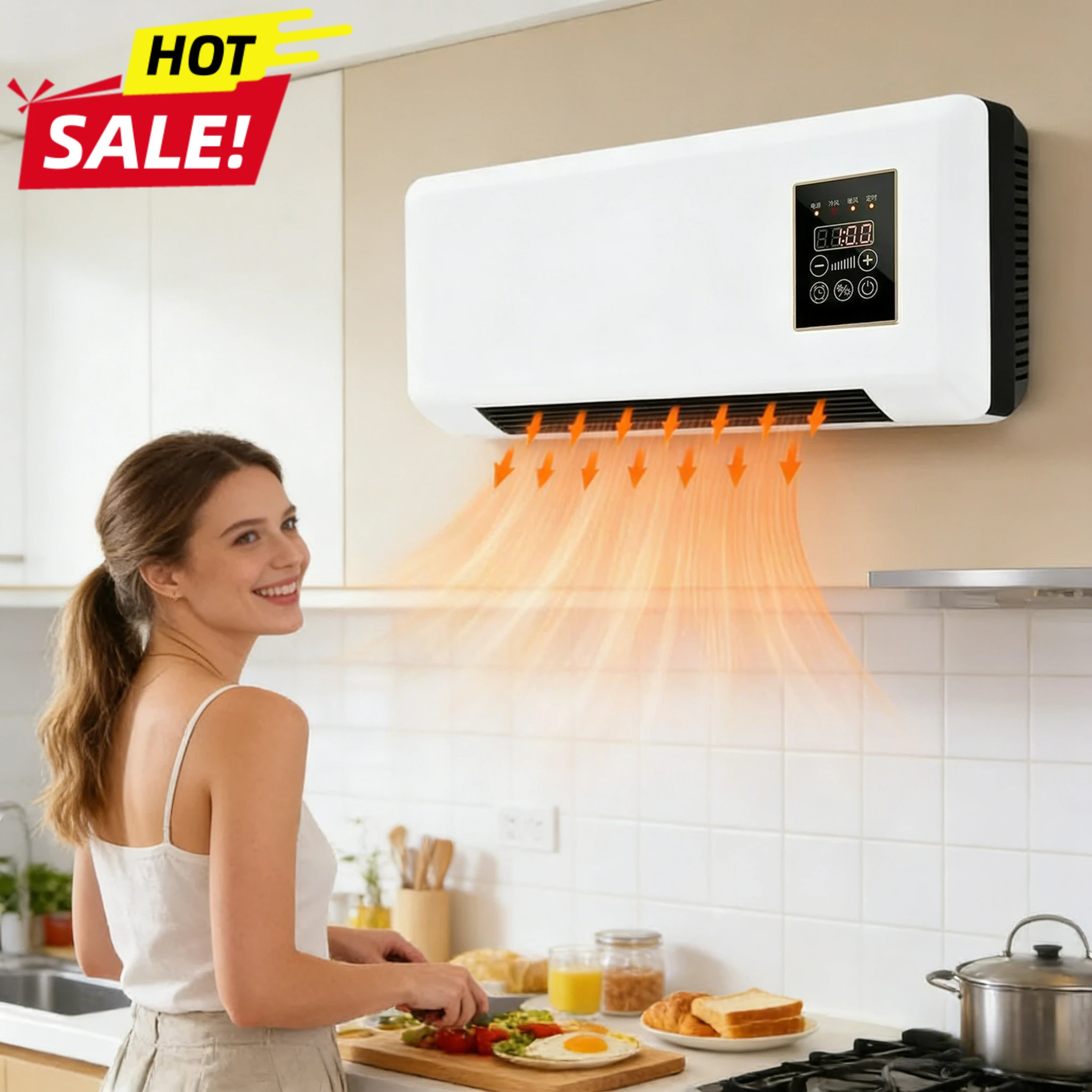 

NEW 2000W Portable Air Conditioner Heater Wall Mount Cooling Heating Unit Smart Touch Wide Angle Coverage for 4 Season Use