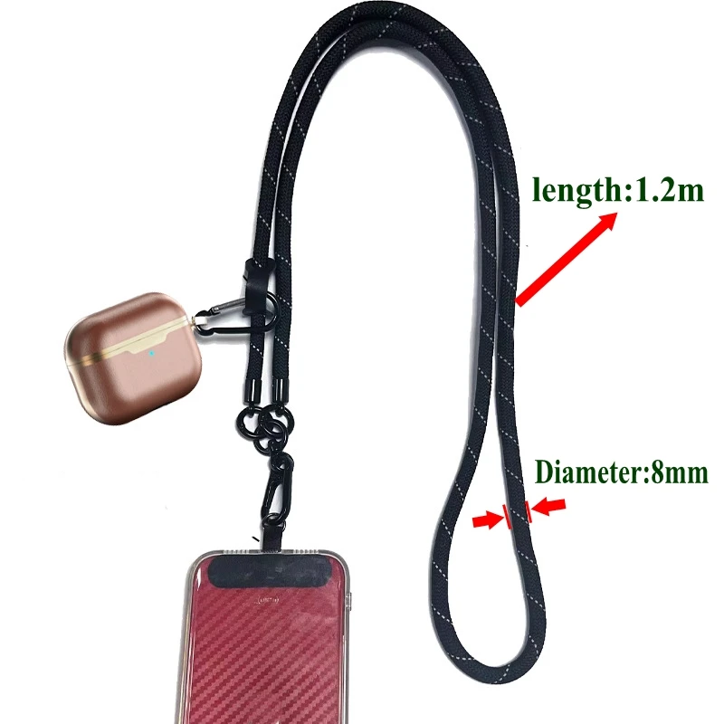 8mm , 1.2m Stylish Shoulder Strap Lanyard: Anti-Theft Necklace Cord for Trendy Mobile Phone Accessories