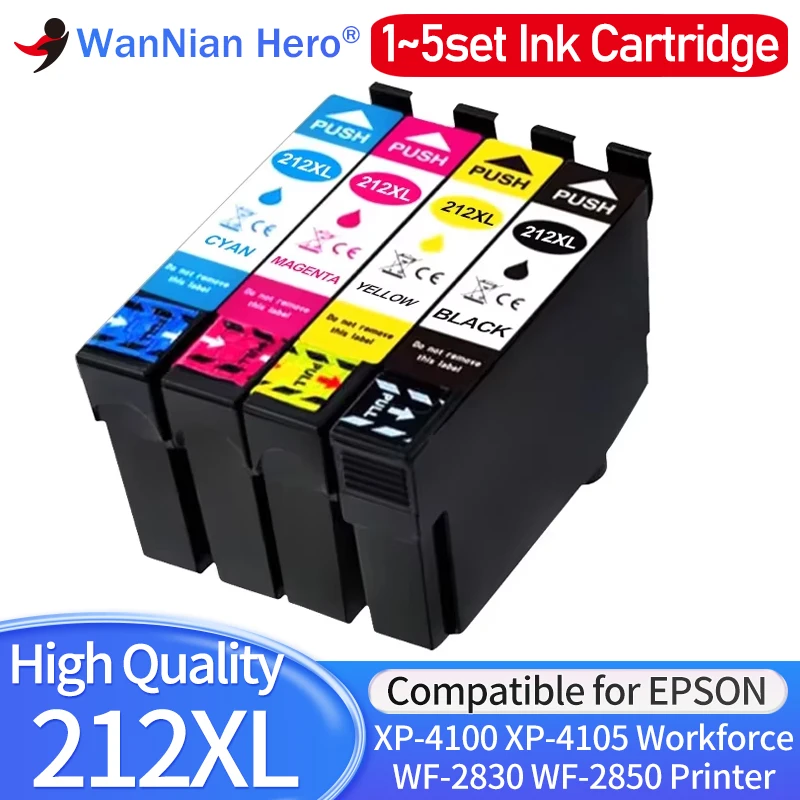 1~4set 212 212XL Ink Cartridge Compatible for Epson T212XL WorkForce WF-2830 WF-2850 Expression home XP-4100 XP-4105 Printer