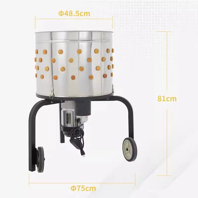 Máquina De Arrancar De Frango De Aço Inoxidável, Tambor 108 Dedos Macios, Aves Arrancando Coleção De Detritos, 20 "Diâmetro, 750W