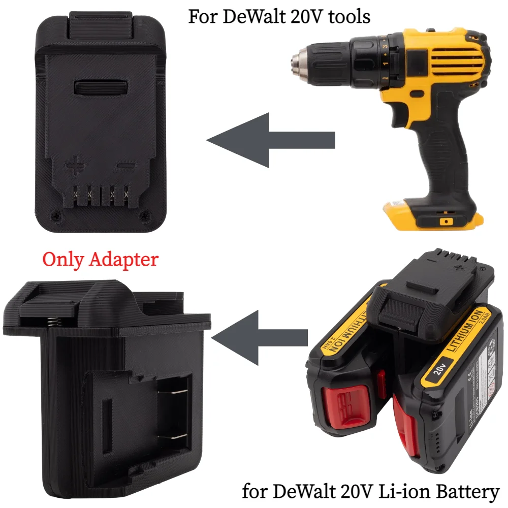 2-in-1 Adapter for DeWalt 20V Li-ion Battery for DeWalt 20V Power Tools Dual Battery Converter Increase Working Hours