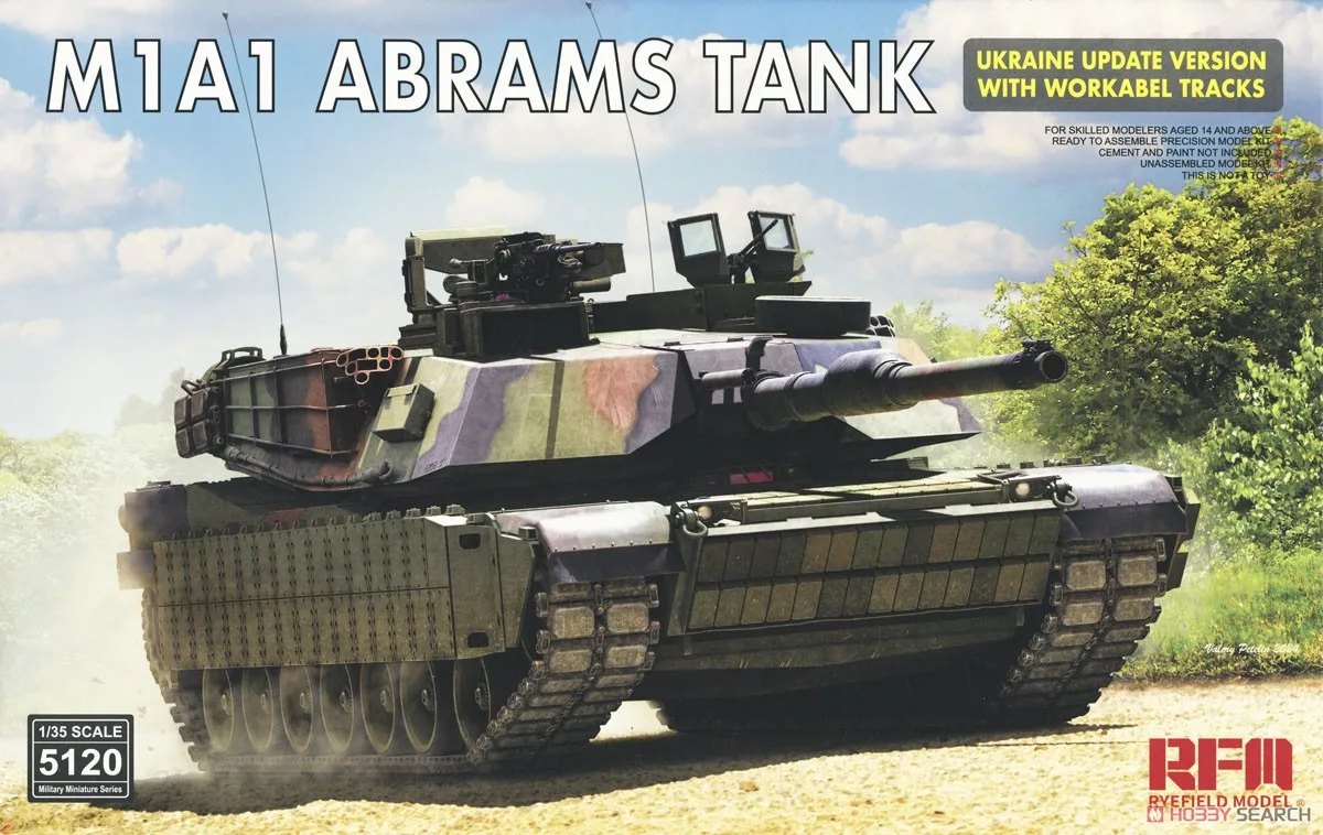 Rye Field 5120 1:35 Scale  M1A1 Abrams MBT Ukraine Update Version w/Workable Tracks  Vehicle Plastic Assembly Model Building Kit