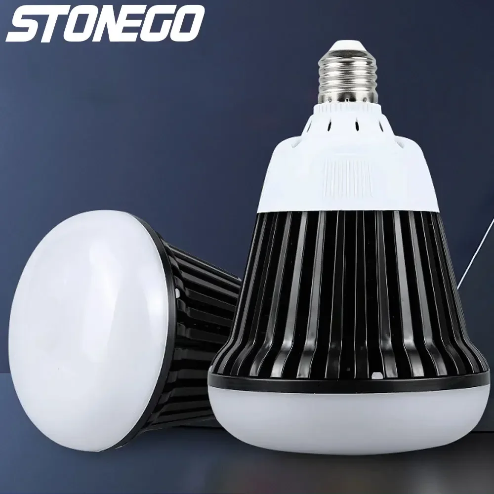 High Power LED Light Bulb by STONEGO, Jindun Dun Black Aluminum Fin, Long-Lasting E27 Screw Bulb for Bright Lighting