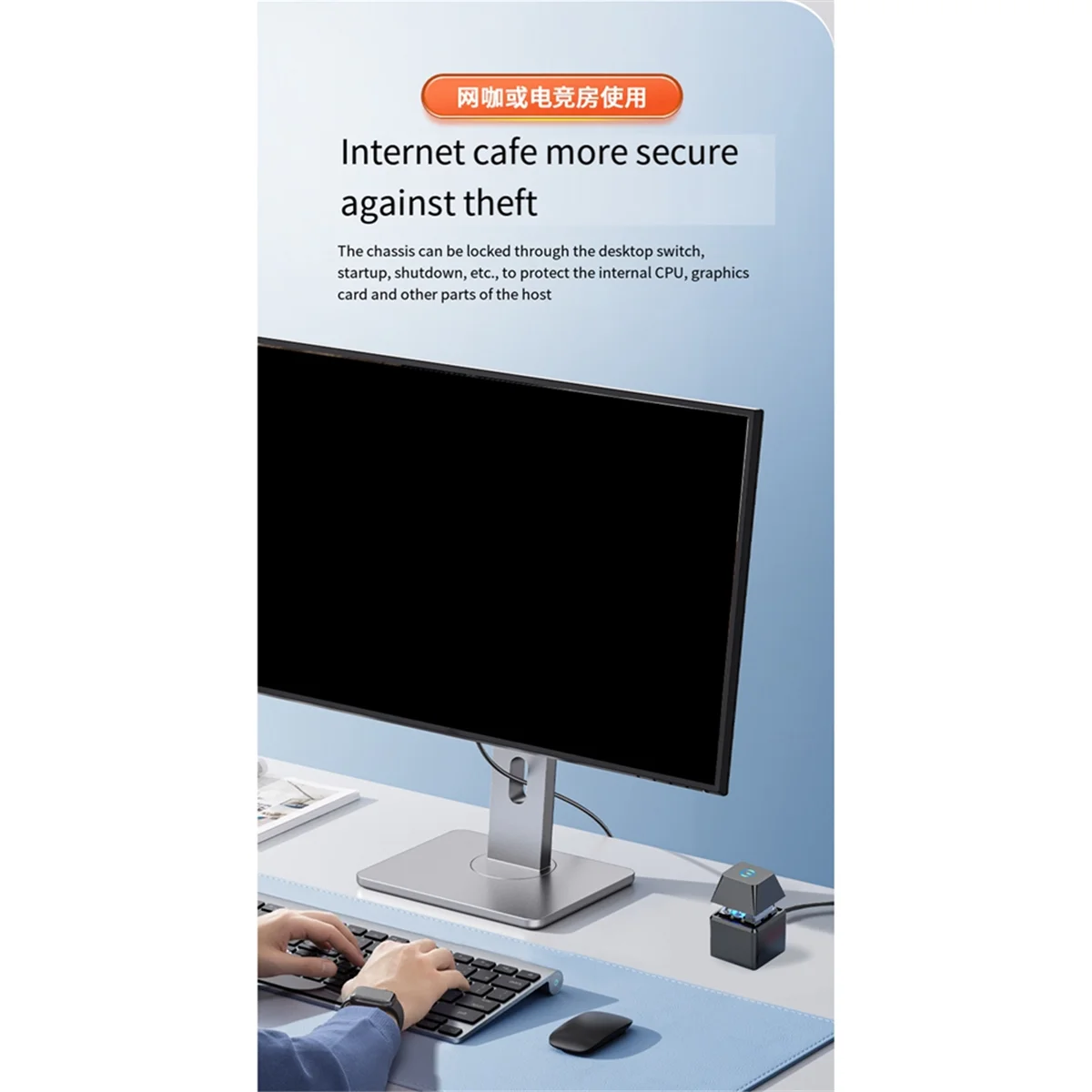 Computer Switch PC Motherboard External Start LED Light Power ON/OFF Square Button 2M Extension Cable Black