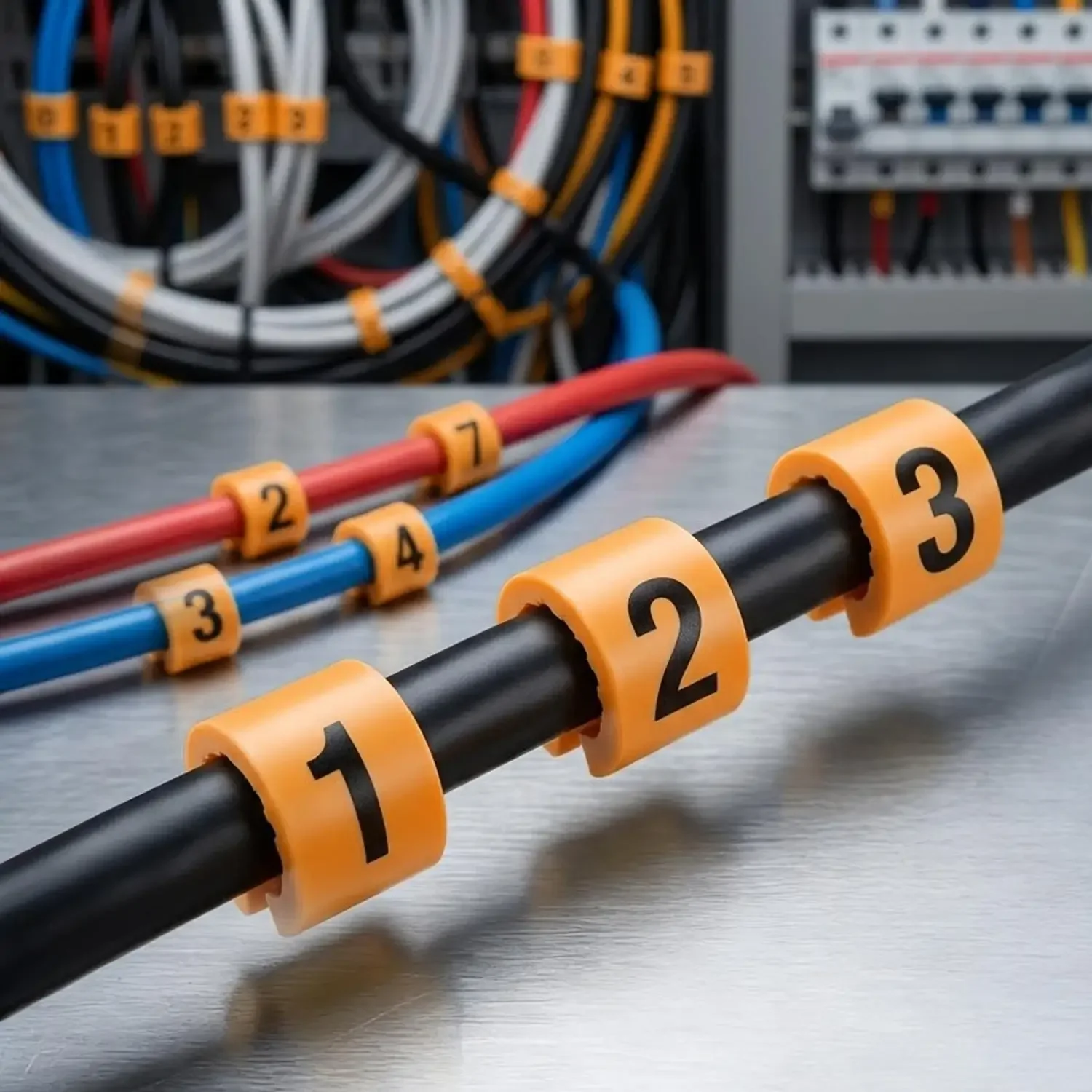 500 Stück Kabelmarkierer EC-0 EC-1 Markierungsnummern 0 bis 9, farbig, 2,5 mm² Isolierung, PVC-Kabelmarkierer, Kabelmarkierungs-Etiketten – Detail 9