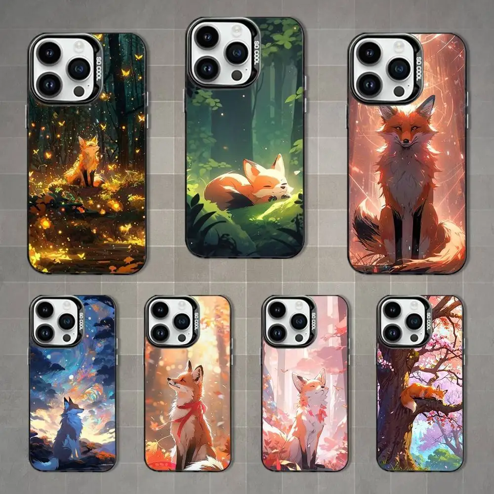 

Cartoon Fox Cute For iPhone 15,14,13,11,12,16,17,SE,XS,MAX,Mini,Pro,Black Matte Silicone Cover Case
