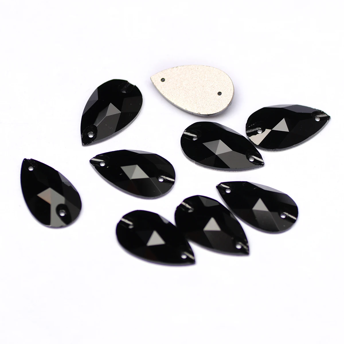 Mix size Black color Sewing Rhinestone Sew On K9 Crystal Flatback Drop shape Gems Strass Stones For Clothes Dress Crafts