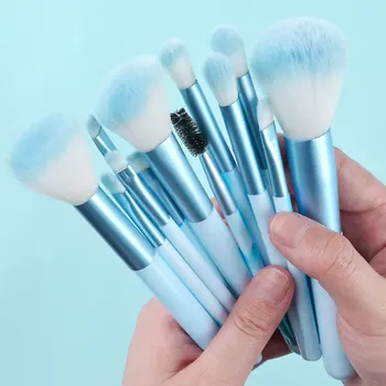 Ensemble de pinceaux de maquillage bleus, 12 pièces, doux et moelleux, correcteur, Blush, poudre libre, fard à paupières, surligneur, fond de teint, outil de beauté pour femmes