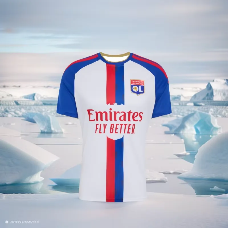 Herren Lyonnais Fußball-Fan-Trikot Schnelltrocknend Atmungsaktive Sportbekleidung Match-Training Kurzarm Freizeit-Oberteil – Detail 3