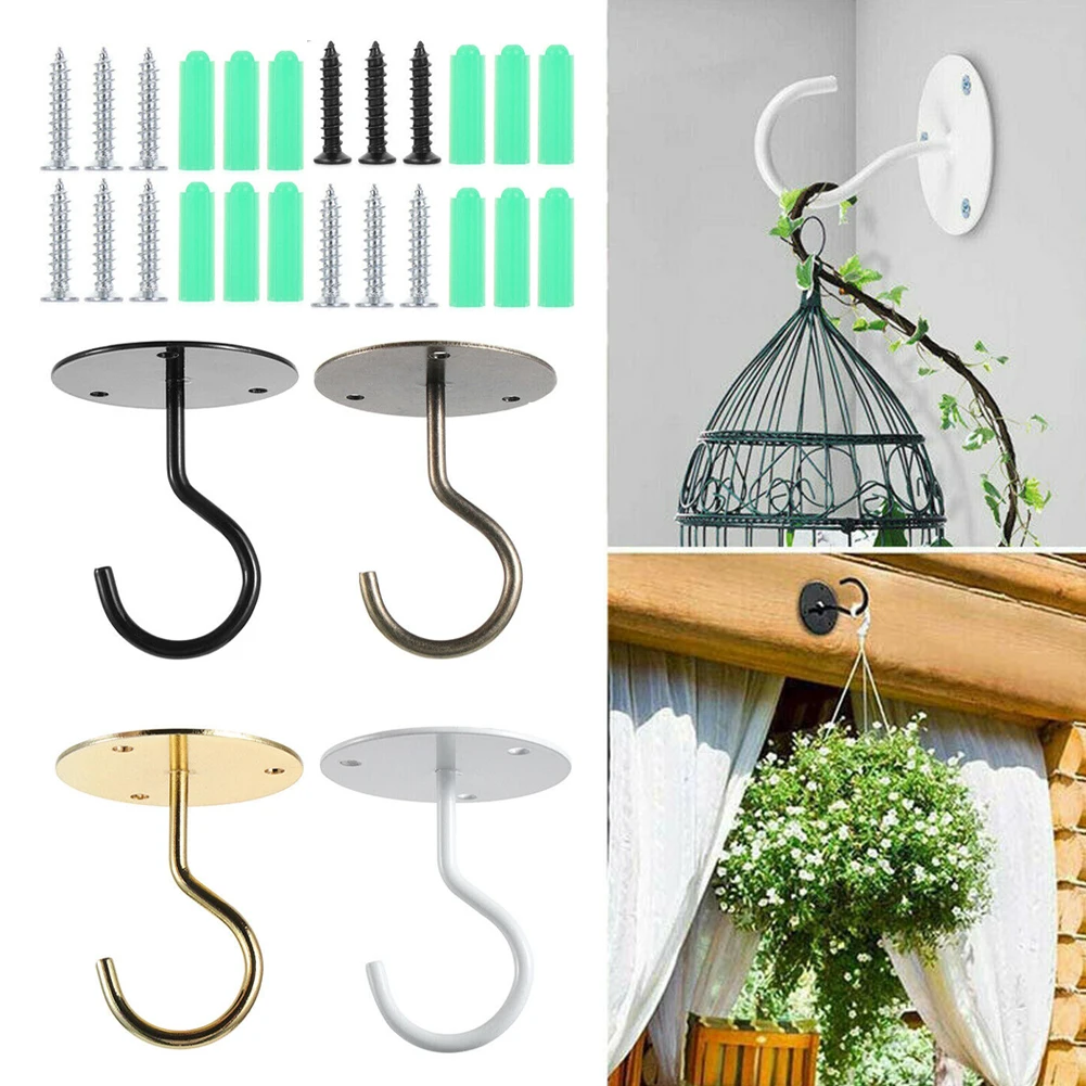 ยี่ห้อใหม่ 7 ชิ้น/เซ็ต Garden Home ตะขอแขวนแขวน Wall Mount ตะกร้าตะขอยึดเพดาน Hooks สวนแขวน
