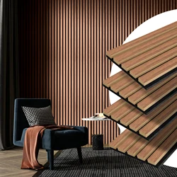 Art3d 4PCS Wood Slat Acoustic Panels for Stylish Decor and Noise Reduction 3D Textured Wall Panels 94.5x7.9 inch Home Decoration