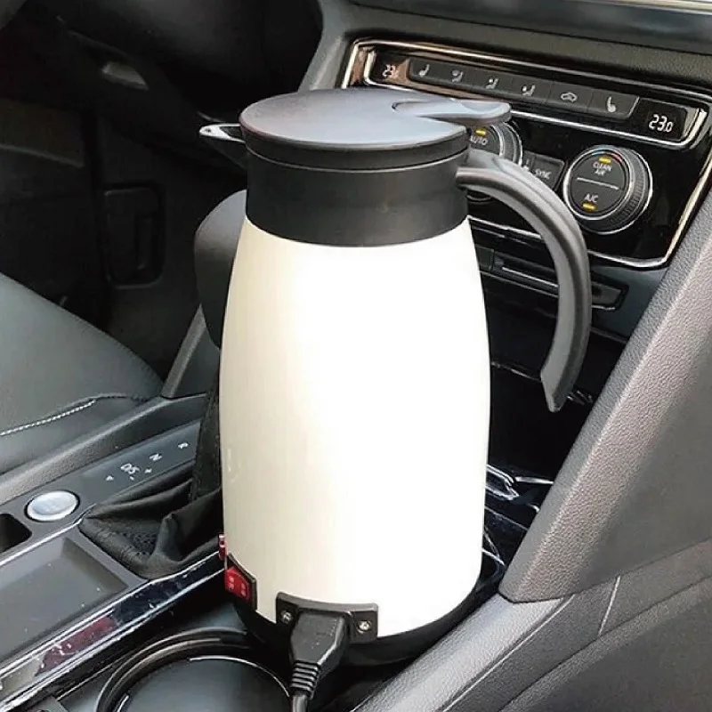 

with Cigarette Lighter 680ml 12V/24V Car Electric Kettle 304 Stainless Steel Quick Kettle Truck 100°C Boiling Water Heater