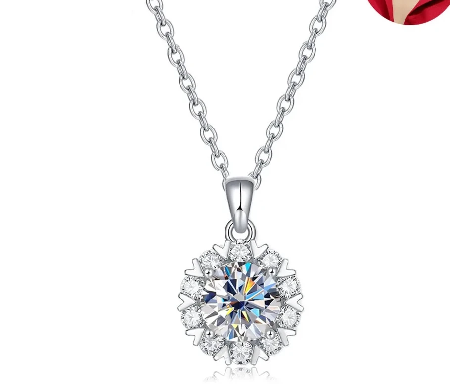 

Serenity Day Real 5ct Big Moissanite Necklace For Women S925 Sterling Silver Romantic Snowflake Pendant Plate Pt950 Fine Jewelry