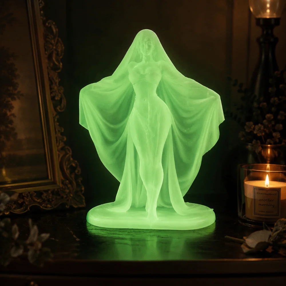 Luminous Desktop Ornaments Decorations 3D Printed Goddess Figure Mysterious Character Model Cloak Woman Statue Tabletop Display