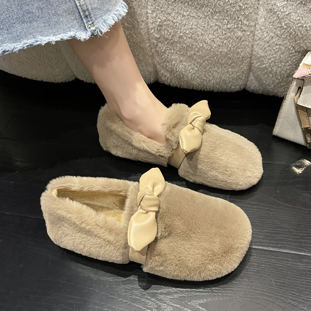 รองเท้าผู้หญิงรองเท้าสบายๆรองเท้าผ้าใบหญิง SLIP-ON Retro ฤดูหนาว MOCCASIN SLIP ใหม่ Leisure MOCCASIN รองเท้าหญิงรองเท้า