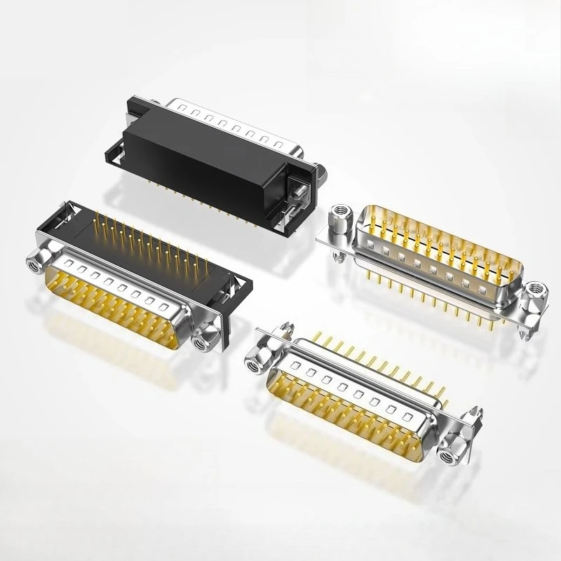 DB25 Сварная пластина, гнездовое сиденье DR25, колено 90 градусов, прямоугольное линейное вставление, штифт DP25, параллельный порт, стыковочный разъем