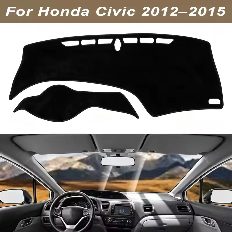 Dashboard Cover Dash Mat For Honda Civic 2012-2015 Anti-Glare Non-Slip Sun Shade Interior Protector