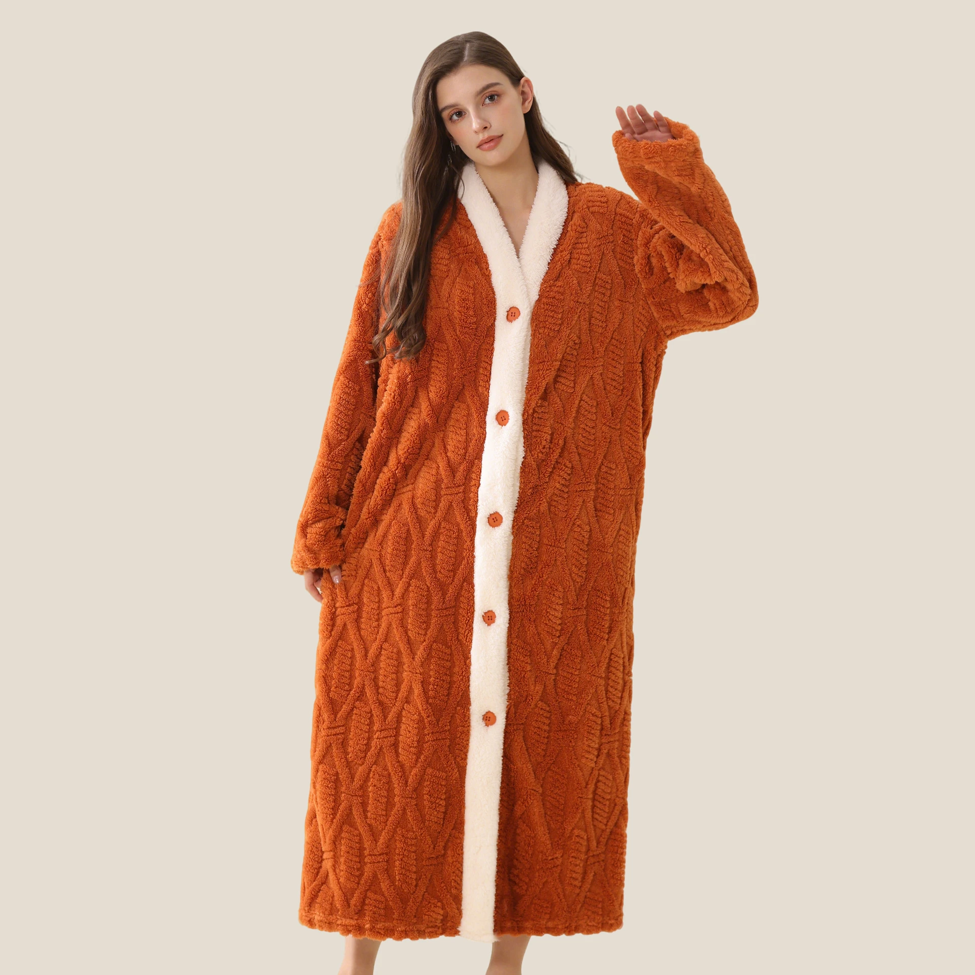 

Толстая фланелевая женская ночная рубашка, халат, осенне-зимняя одежда для сна, длинный халат, женское домашнее платье, теплая ночная рубашка из кораллового флиса