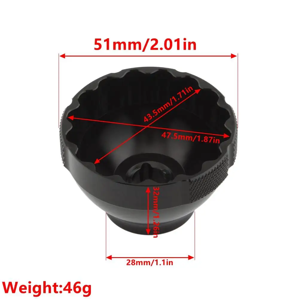 16-Nocken-Innenlager-Demontagewerkzeug BBT-69.2, 44mm 3/8 Zoll Antrieb, Kompatibel mit Shimano SRAM Chris King Externen Fahrrad-Innenlager – Detail 10