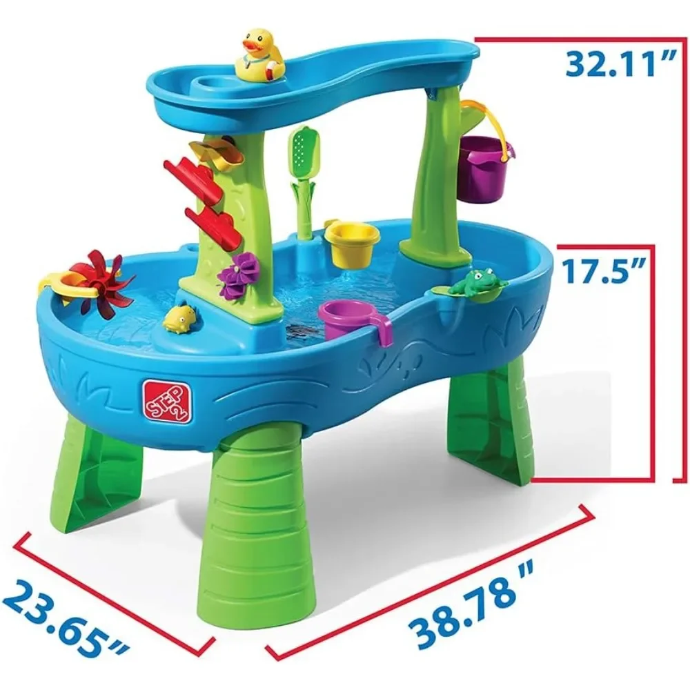 Step2 Rain Showers Splash Pond Toddler Water Table, Kids Water and Sand Activity Sensory Playset, Summer Outdoor Toys, 13 Piece