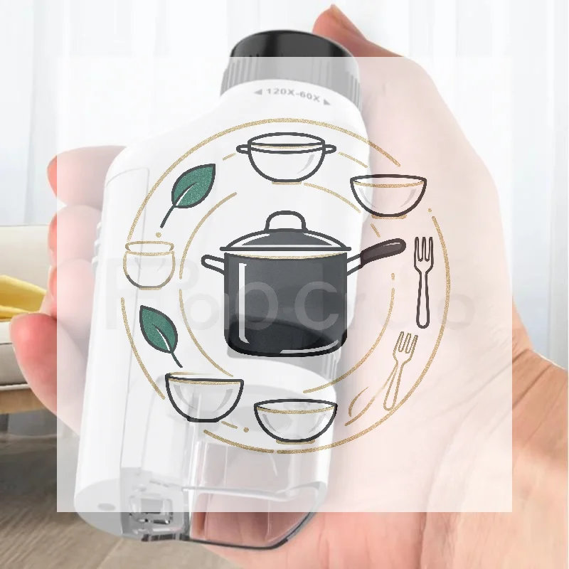 Kids Portable Handheld Microscope 60X To 120X Zoom With LED Light Adjustable Focus For Science Learning Outdoor Exploration