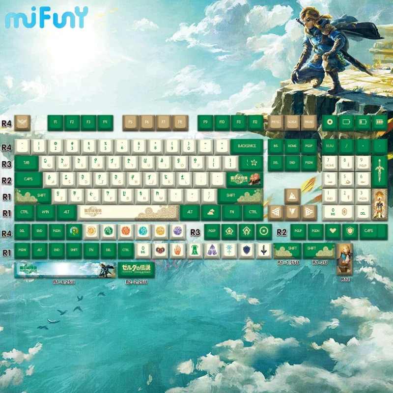 MiFuny Legend of Zeldas Key Cap Kingdom Tears Keycaps CHERRY Amilo IKBC Keyboard Caps for Mechanical Keyboards Accessories Gifi