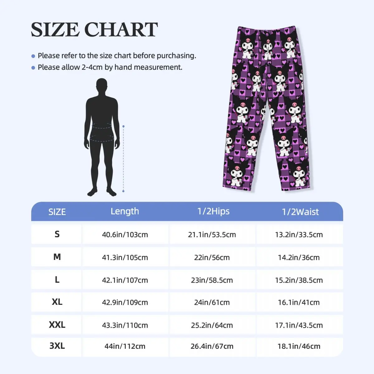 Pantalones de pijama personalizados Kuromi, bonitos, sin gestos parlantes, ropa de dormir, cinturilla elástica para hombre, pantalones de salón para dormir Kawaii con bolsillos